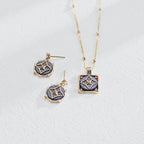 925 Sterling Silver Lapis Lazuli Geometric Necklace