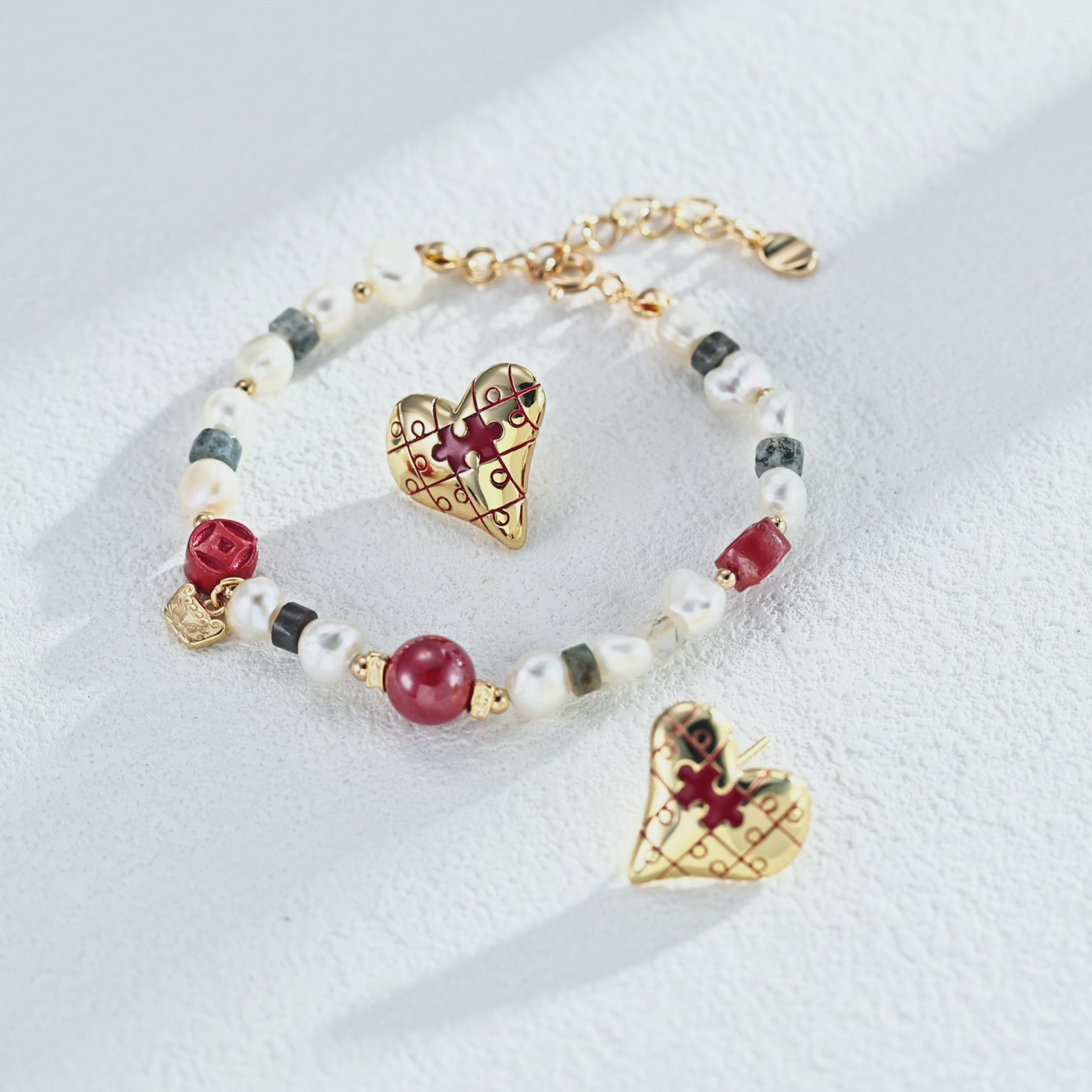 925 Sterling Silver Enamel Heart Pendant Earrings
