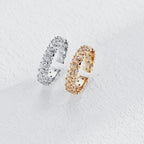 925 Sterling Silver Cubic Zirconia Textured Adjustable Ring