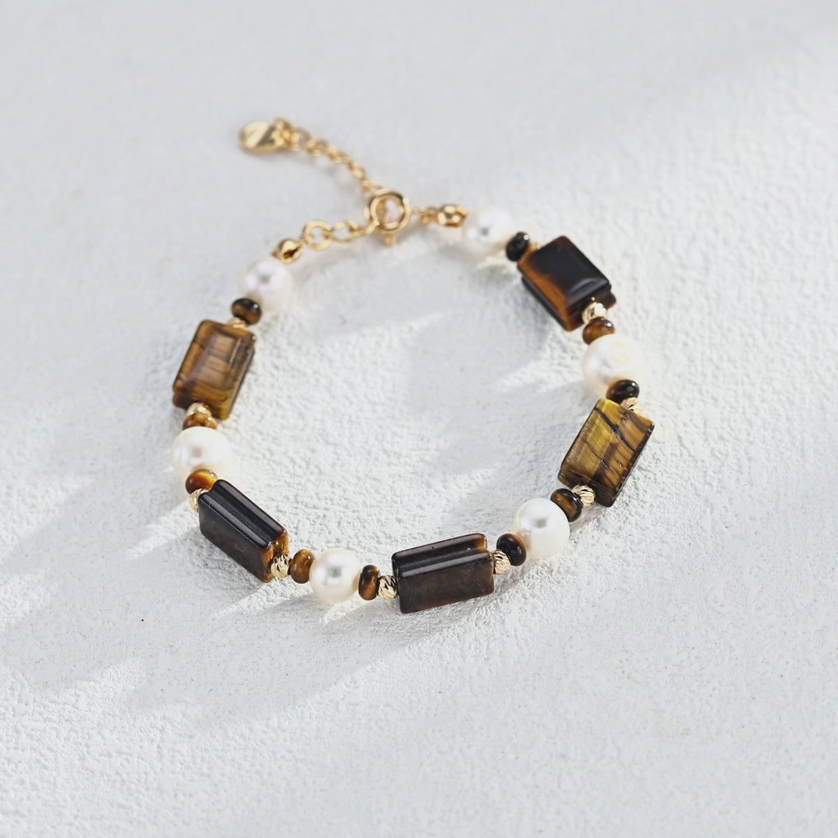 925 Sterling Silver Tiger’s Eye and Pearl Bracelet