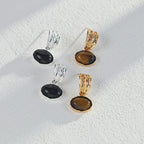 925 Sterling Silver Textured Black Agate Tiger’s Eye Earrings product video E01268_影片_1