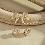 925 Sterling Silver Pearl and Cubic Zirconia Vintage-Inspired Earrings