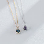 925 Sterling Silver Amethyst and Blue Sandstone Lucky Star Pendant Necklace