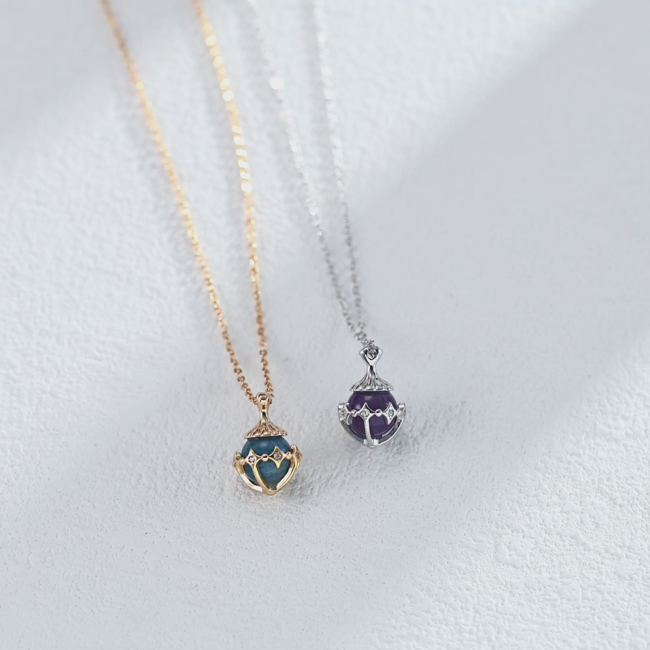 925 Sterling Silver Amethyst and Blue Sandstone Lucky Star Pendant Necklace
