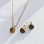 925 Sterling Silver Natural Tiger’s Eye Earrings product video E01288-2_影片_1