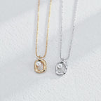 925 Sterling Silver Natural Pearl Circle Pendant Necklace