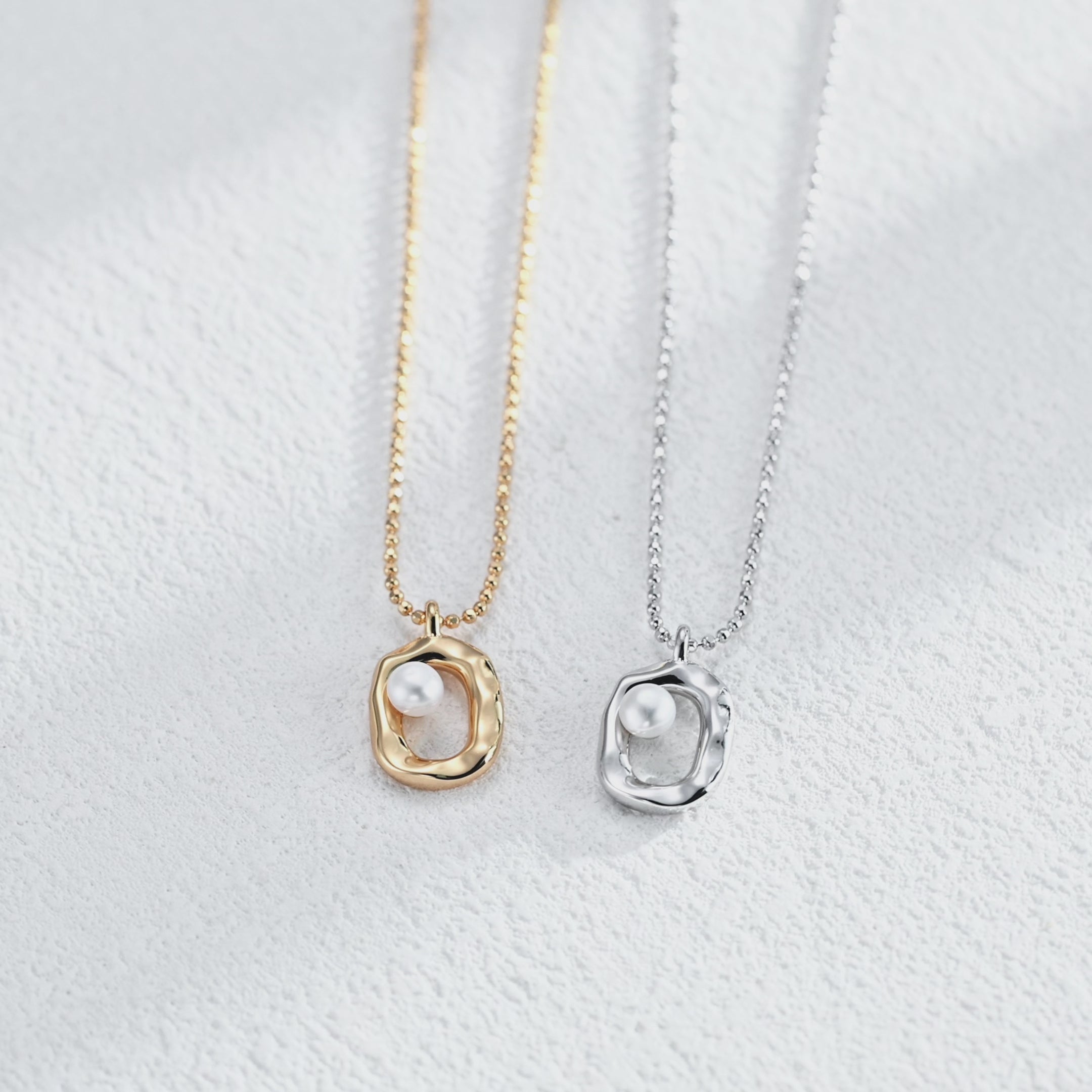 925 Sterling Silver Natural Pearl Circle Pendant Necklace