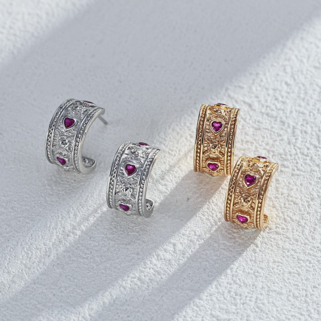 925 Sterling Silver Heart Cubic Zirconia Earrings product video E01214_影片_1