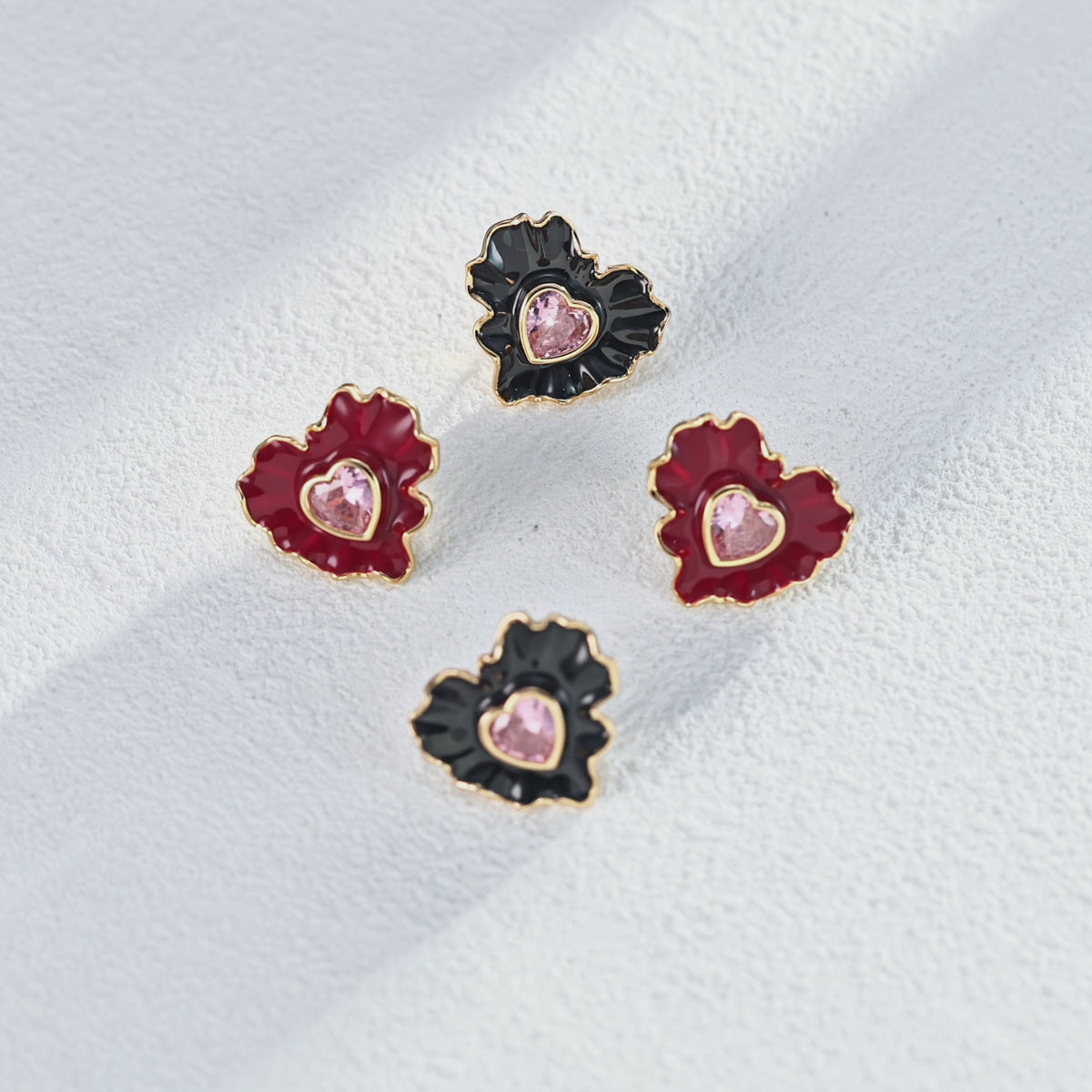 925 Sterling Silver Heart Drip Glaze and Cubic Zirconia Earrings product video E01241_影片_1
