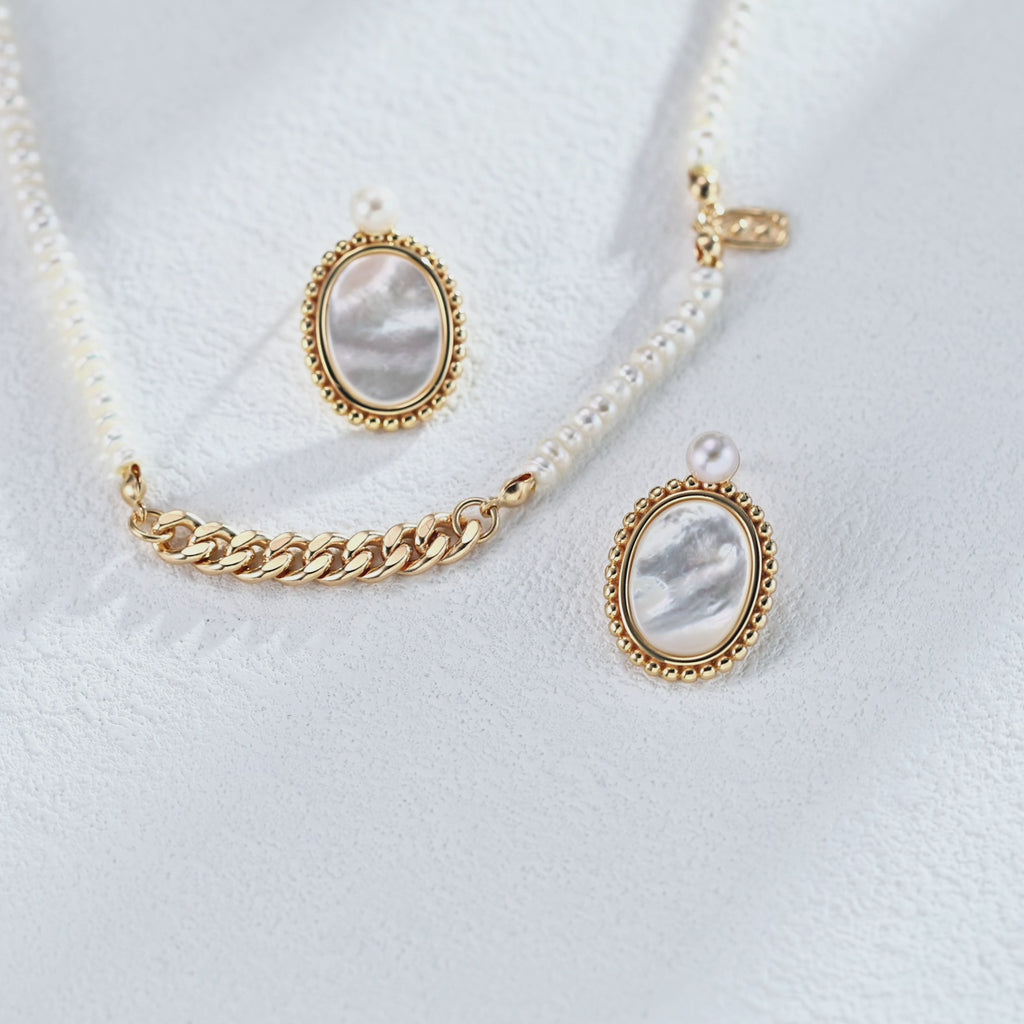 925 Sterling Silver Vintage Freshwater Pearl and Mother of Pearl Earrings product video E01247_影片_1