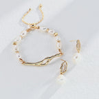 925 Sterling Silver Natural Pearl Fluid Pendant Bracelet