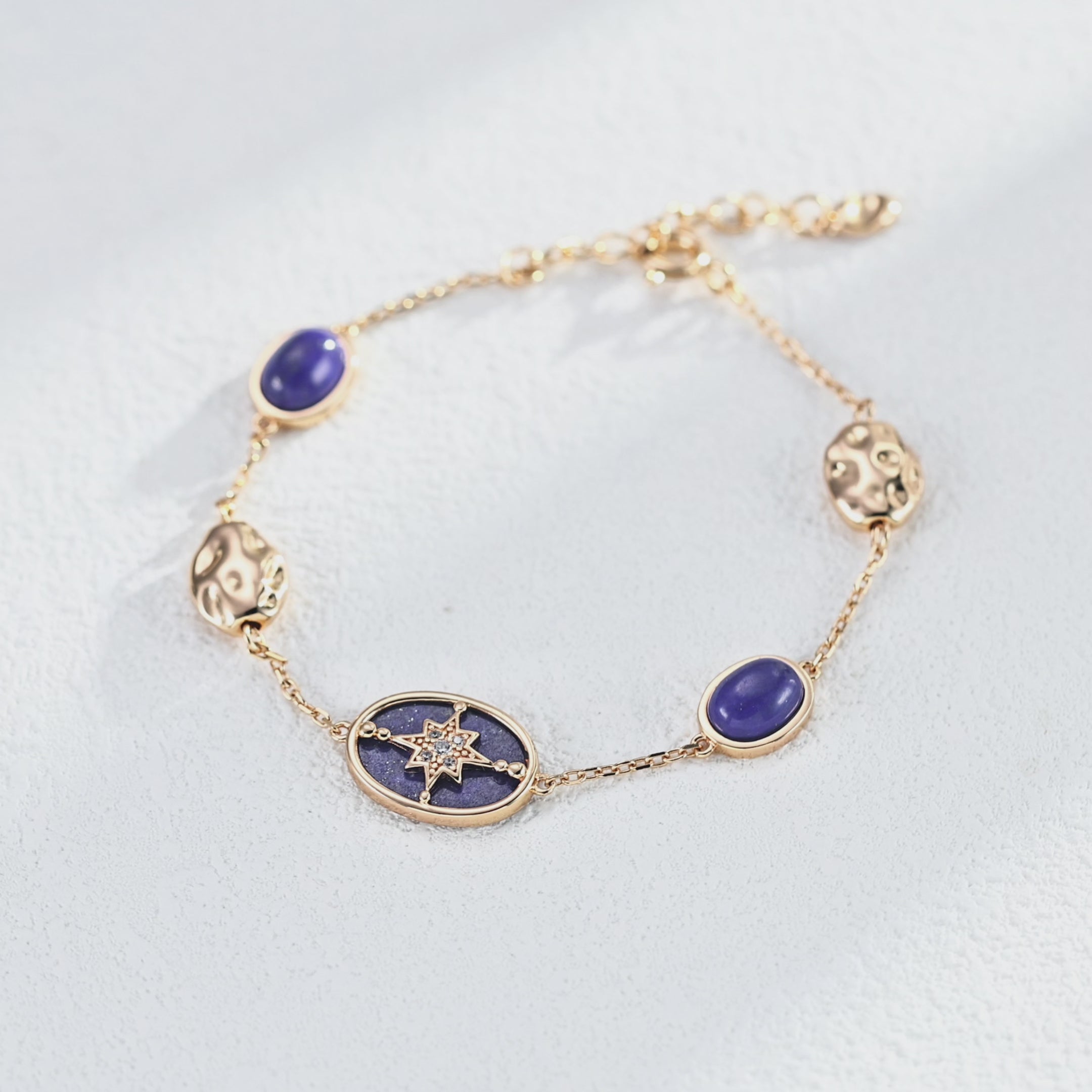 925 Sterling Silver Lapis Lazuli and Mother of Pearl Vintage-Inspired Bracelet