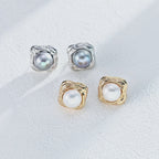 925 Sterling Silver Pearl Grey-White Pearl Earrings product video E01166_影片_1
