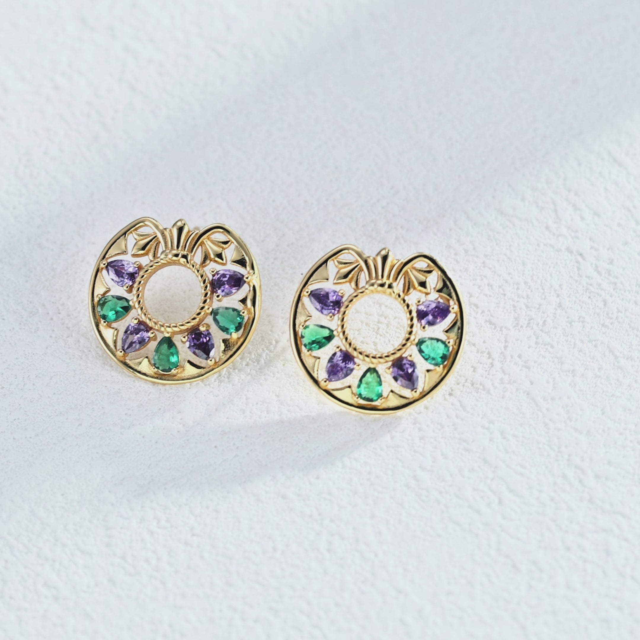 925 Sterling Silver Cubic Zirconia Garden Hoop Earrings