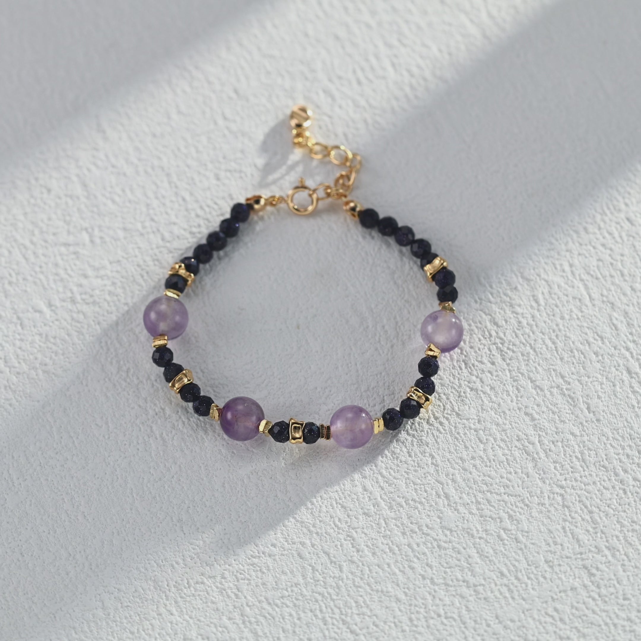 925 Sterling Silver Amethyst and Blue Sandstone Vintage-Inspired Bracelet