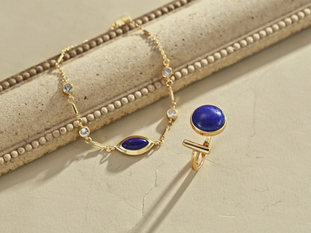 925 Sterling Silver Lapis Lazuli Vintage-Inspired Bracelet