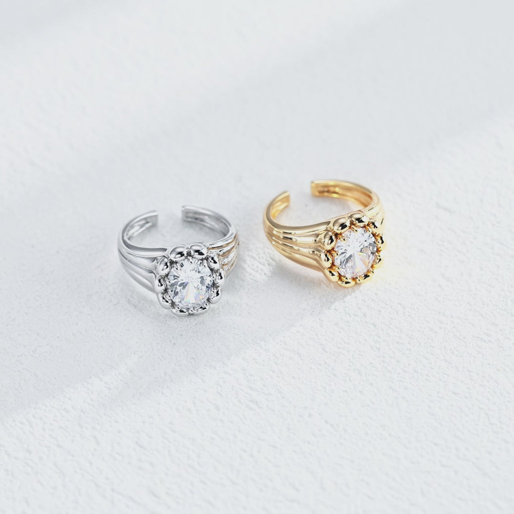 925 Sterling Silver Cubic Zirconia Vintage-Inspired Ring