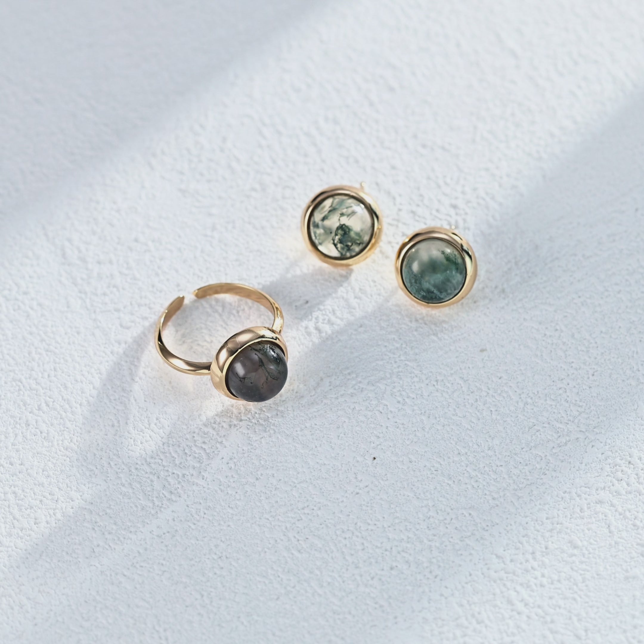 925 Sterling Silver Moss Agate Earrings product video E01164_影片_1