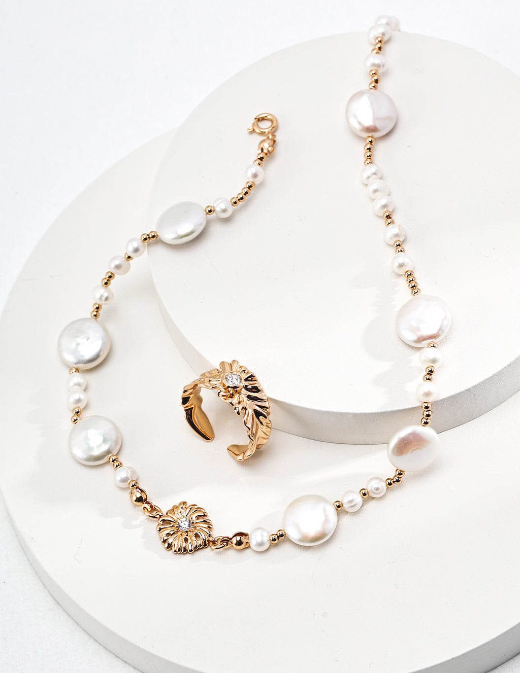 925 Sterling Silver Natural Pearl and Cubic Zirconia Necklace