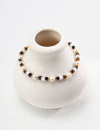 925 Sterling Silver Tiger’s Eye, Pearl and Mother of Pearl Bracelet
