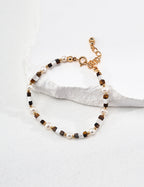 925 Sterling Silver Tiger’s Eye, Pearl and Mother of Pearl Bracelet