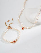 925 Sterling Silver Pearl and Agate Adjustable Bracelet