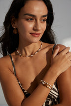 925 Sterling Silver Tiger’s Eye, Pearl and Mother of Pearl Bracelet
