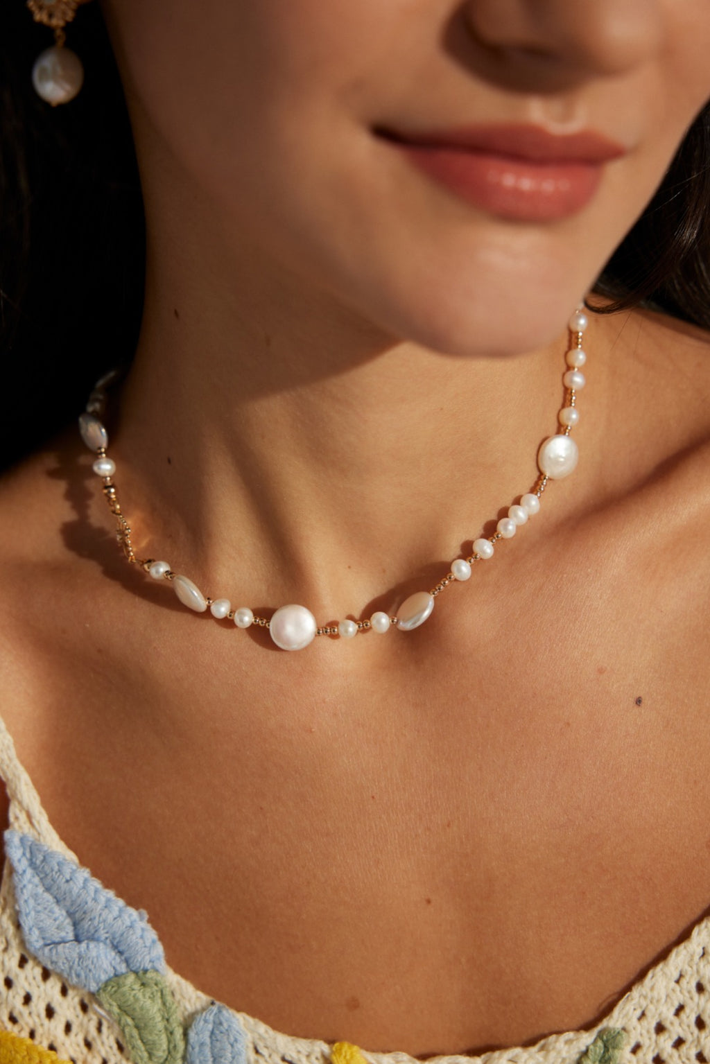 925 Sterling Silver Natural Pearl and Cubic Zirconia Necklace